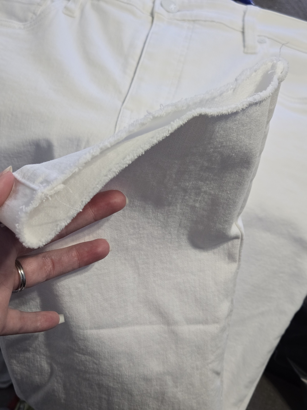 KUT from the Kloth Reese Fab Ab Ankle Straight Leg White Jeans Raw Hem Size 14 - Picture 11 of 11